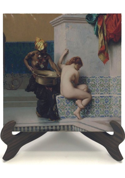 Türk Hamamında İki Kadın Jean-léon Gérôme, 1872 Baskılı Mdf Masaüstlük 10x10