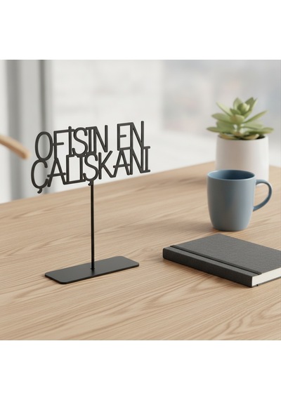 Ofisin En Çalışkanı Minimalist Siyah Metal Masa Üstü Dekoratif Obje - Modern Ofis Aksesuarı