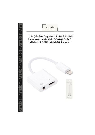 Hızlı Çözüm Seyahat Ürünü Mobil Aksesuar Kulaklık Dönüştürücü Girişli 3.5mm Mh-030 Beyaz