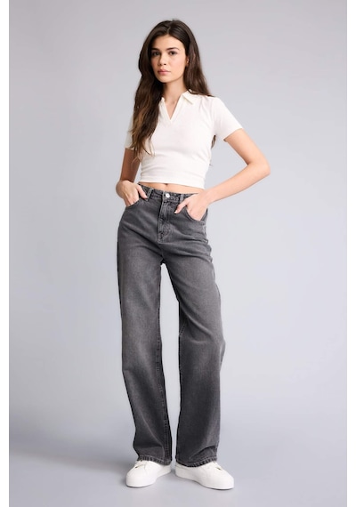Defacto 90s Wide Leg Yüksek Bel Uzun Jean Pantolon F2943ax25wnnm36 Antrasit