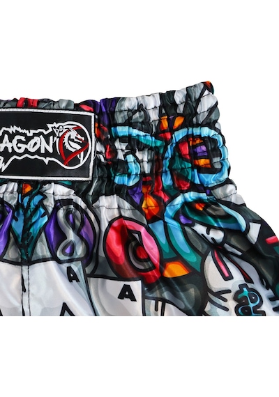 Dragondo Mt3042 Muay Thai Kick Boks Şortu Dijital Baskılı Şort Siyah