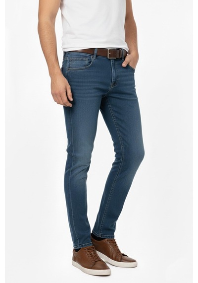 Erkek Comfort Fit Jeans Pantolon 1601 Bgl-st04969 Mavi - Yeşil