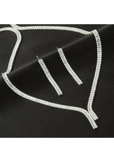 Tamtur Baget Taşlı Lüks Set Kolye 4 Mm Elk-bjtıeg Gümüş