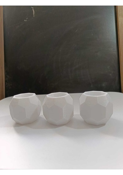 3 Lü Beyaz Geometrik Tasarımlı Dekoratif Mumluk Seti Modern Ve Şık Beyaz