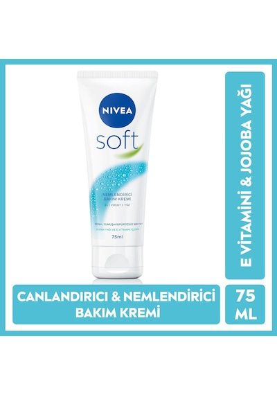 Nıvea Soft Nemlendirici Bakım Kremi 75ml, Jojoba Yağı, E Vitamini, Yüz Vücut El, Yumuşak Cilt, X3 Adet,avantajlı