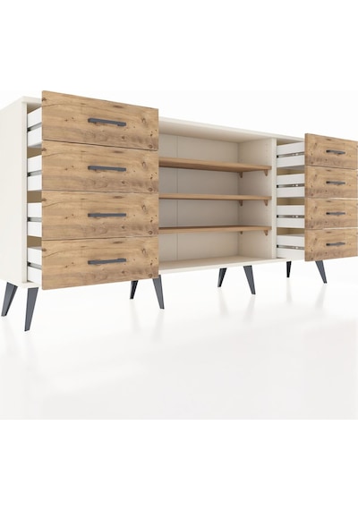 Arges Konsol 3 Raflı 8 Çekmeceli 176x30x83 Aytaşı-çam/çam Çam/çam Arges Konsol 3 Raflı 8 Çekmeceli 176x30x83 Aytaşı-çam/çam Çam/çam