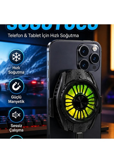 Manyetik Telefon Ve Tablet Soğutucu Hafif Tasarım Ve Hızlı Soğutma