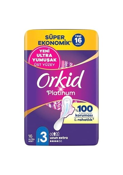 Platinum Hijyenik Ped Uzun Extra Boy 3 Süper Ekonomik Paket 16 Adet Ped