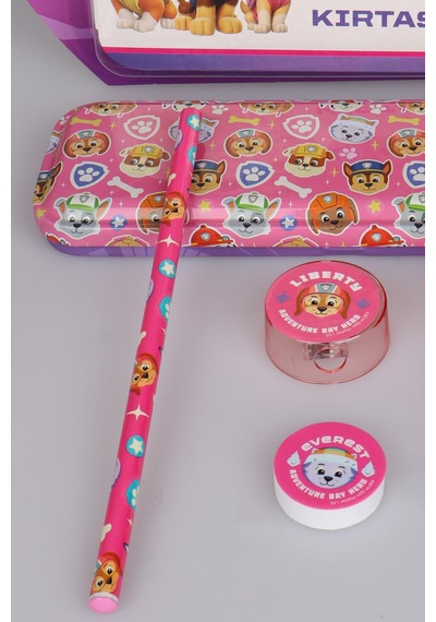X Dekomus Lisanslı Paw Patrol Pink Paws Collection 5'li Kırtasiye Seti Metal Kalem Kutusu,cetvel,kurşun Kalem,silgi Ve Kalemtraş Diğer