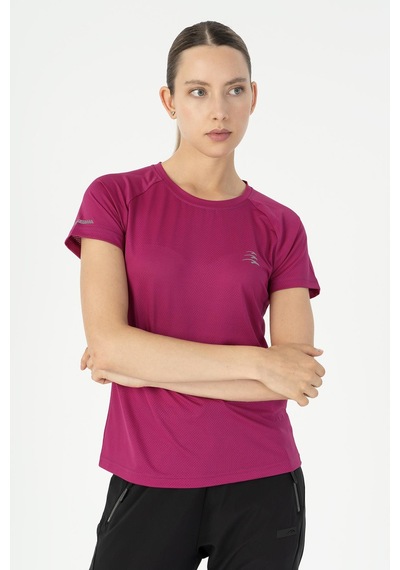 Maraton Slimfit Kadın Bisiklet Yaka Koyu Pembe- T-shirt Koyu Pembe-