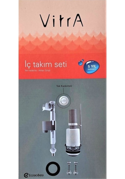 VitrA 330B1212 Tek Kademeli Rezervuar İç Takım Seti Beyaz - Gri