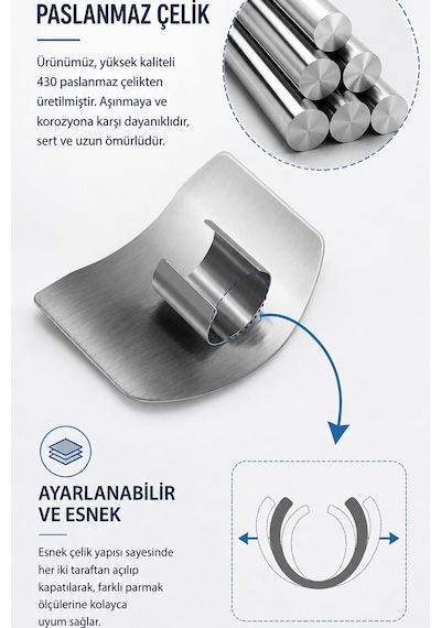 2'li Paslanmaz Çelik Parmak Koruyucu Kesim Aparatı Mutfak Doğrama El Koruyucu Diğer