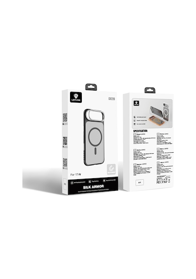 Apple Uyumlu iPhone 17 Air  Kılıf M-safe Şarj Özellikli Metal Kamera Standlı Lenyes Ck226 Pc Kapak Siyah Siyah
