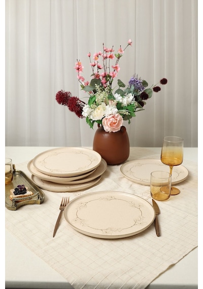 Keramika Taupe Bloom Nordıc Servis Tabağı 28 Cm 6 Adet 22528 Krem