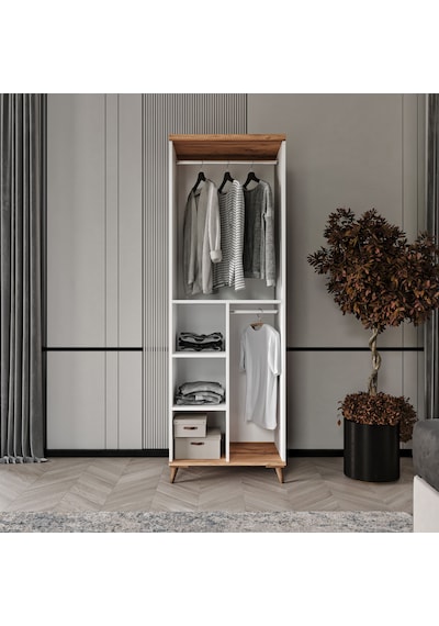 Bohem 2 Kapaklı Komple Mdf Atlantik Çam-beyaz Gardırop