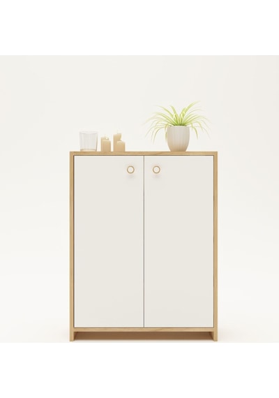Floradesign Capy Ayakabıl Dolabı Ayakkabilik - Çok Amaçli Dolap Meşe / Beyaz Meşe - Beyaz