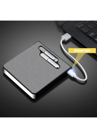 Şarj Edilebilir Usb Çakmak Sigara Taşıma Kutusu Metal Gövde Arc Ateşleme 20 Li