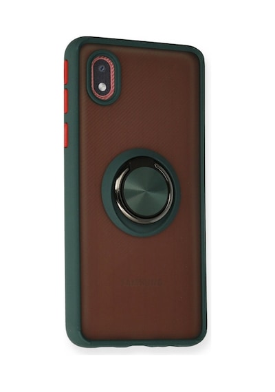 Samsung Galaxy Uyumlu A01 Core Kılıf Montreal Yüzüklü Silikon Kapak - Yeşil Bz8683140195397