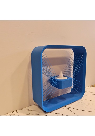 Masa Lambası 3 D Baskı - Kare- Mavi-