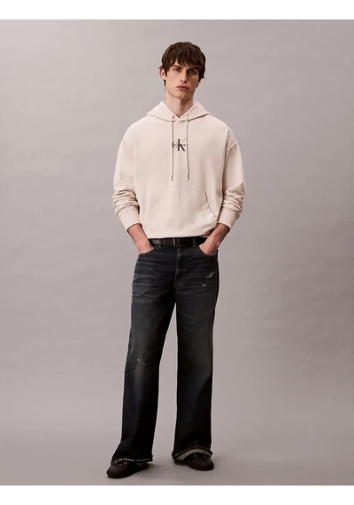 Calvin Klein Premıum Terry Mıcro Bej Erkek Kapüşonlu Sweatshirt