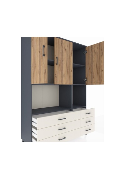 Hyperion Dolap 6 Raflı 6 Çekmeceli 3 Kapaklı 132x44x195 Antra... Antrasit Hyperion Dolap 6 Raflı 6 Çekmeceli 3 Kapaklı 132x44x195 Antra... Antrasit