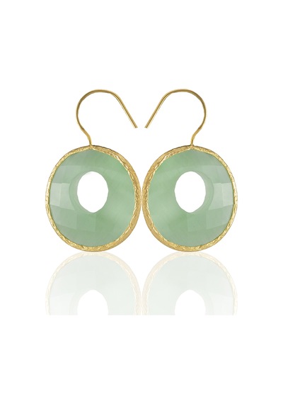 Kadir Jewellery 22 Ayar Altın Kaplama Kadın Taşlı Küpe -el İşçiliği Ve Hipoalerjenik Küpe Açık Yeşil 35198123