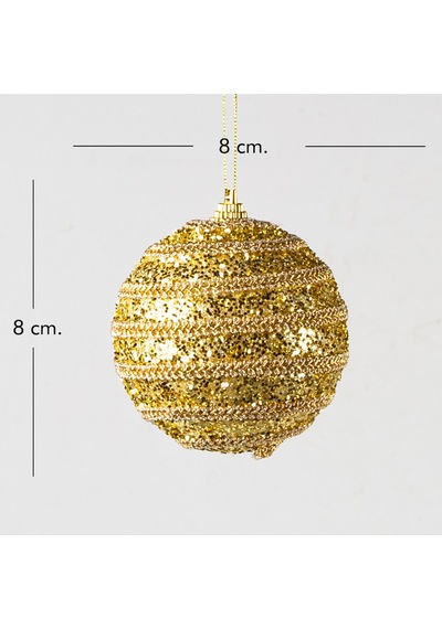 Simli Yılbaşı Topu 3'lü Paket Dore 8x8 Cm.