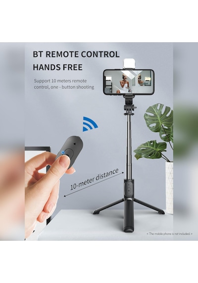 Q07 Selfie Çubuğu Led Işıklı Tripod Bluetooth Kumadanlı100 Cm