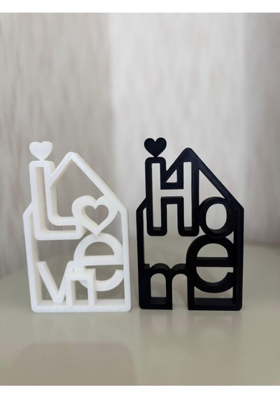"home & Love" Dekoratif Obje Minimalist Ev Ve Ofis Aksesuarı Siyah Beyaz 2'li -