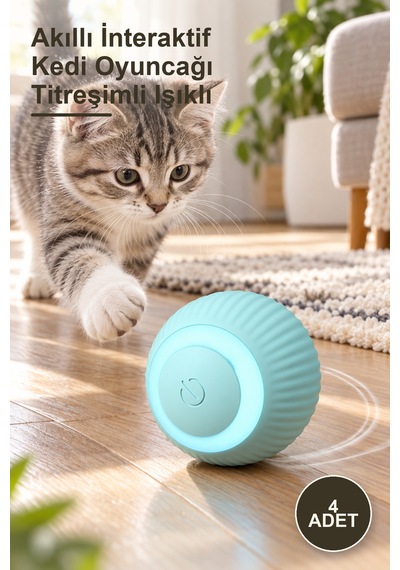 4 Adet Akıllı İnteraktif Kedi Oyuncağı Titreşimli Işıklı