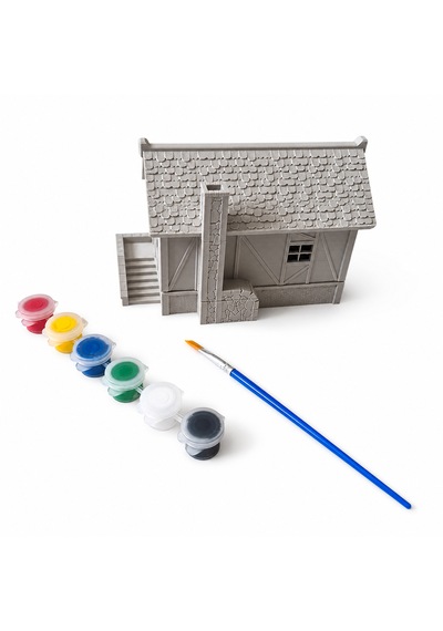 3d Maket Ev Boyama Seti 12x10 Cm Dekoratif Minyatür Ev Maketi 6'lı Boya Ve Fırça Hediyeli Hobi Seti