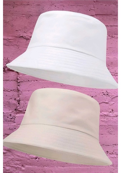 Tezzgelsin Unisex Uv Korumalı Pamuku Bucket Şapka Beyaz Bej