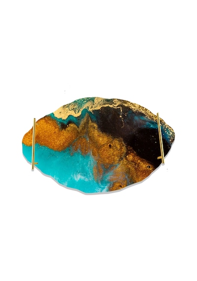 Epoksi Silikon Kalıp Yerli Oval Dalgalı Nişan Ve Söz Tepsi Kalıbı 34.5x24.5 Cm