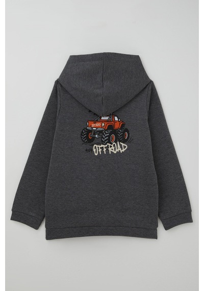 Breeze Erkek Çocuk Sweatshirt Macera Temalı Arazi Aracı Sırt Baskı Detaylı 4-8 Yaş , Koyu Gri Melanj Breeze Erkek Çocuk Sweatshirt Macera Temalı Arazi Aracı Sırt Baskı Detaylı 4-8 Yaş , Koyu Gri Melanj