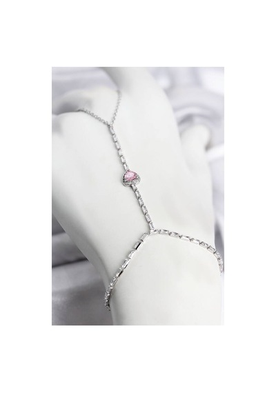 Gümüş Renk Pirinç Zirkon Taşlı Pembe Model Şahmeran Tj-sn772 Evimdeyokyok Gümüş Rengi