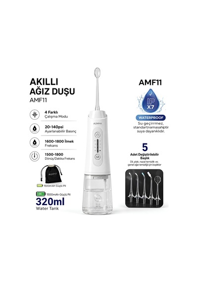 Auhma Amf11 320 Ml 4 Modlu Şarjlı Akıllı Ağız Duşu