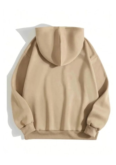 Suma Erkek Bej Düz Kapüşonlu Sweatshirt
