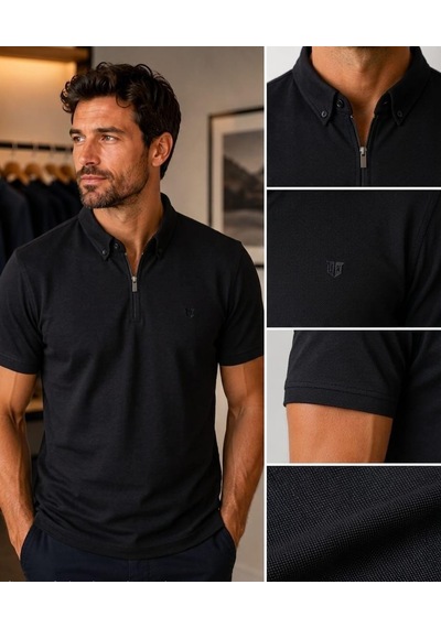 Craft Kagi Fermuarlı Polo Yaka Tişört Siyah