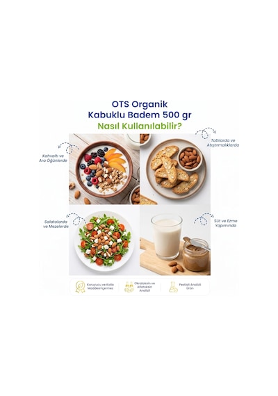 Ots Organik Kabuklu Badem 500 G