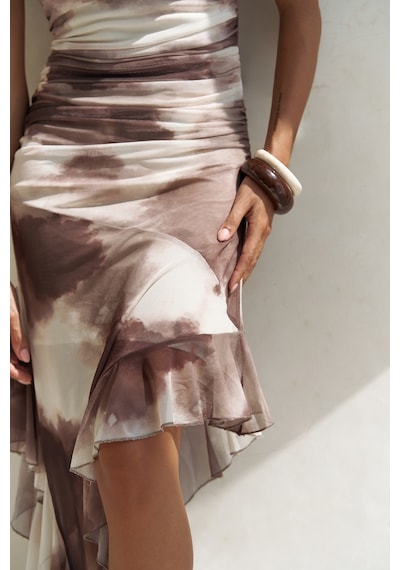 Mai Collection Mai Studios Co. Stracnaha Drape Detaylı Kahve Straplez Elbise Kahve