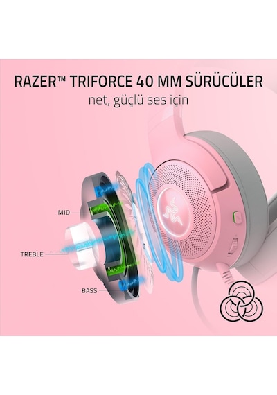 Ayrex Kraken Kitty V2 - Kablolu Rgb Kulaklık Kedi Kulaklı Reaktif Akış Aydınlatması, Razer Hyperclear Mikro, Trif