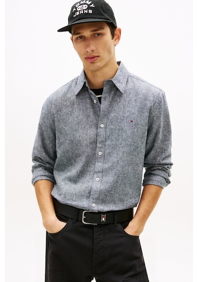 Tommy Hilfiger Tjm Erkek Regular Keten Karışımlı Lacivert Gömlek-15653