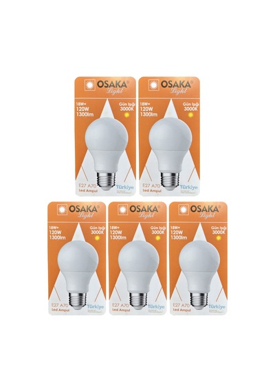5 Adet Osaka 18w 120w Sarı Işık 3000k E27 Duylu Kalın Duy Led Ampul