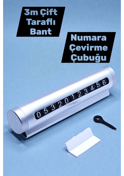 Çevirmeli Araç Içi Gri Telefon Numaralık Alüminyum Oto Park Numaratörü Metal Kasa Parkmatik Gri