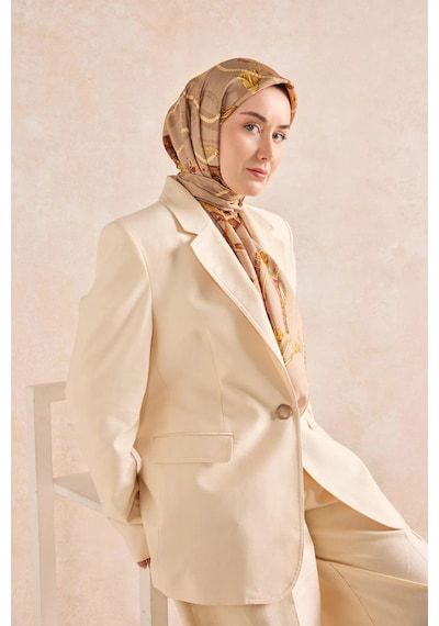 Silk Home Twill İpek Detailed Belt Eşarp Bej