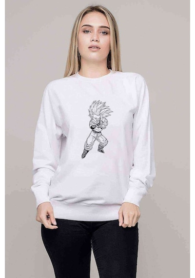 Dragon Ball Baskılı Beyaz Kadın Sweatshirt (528298569)