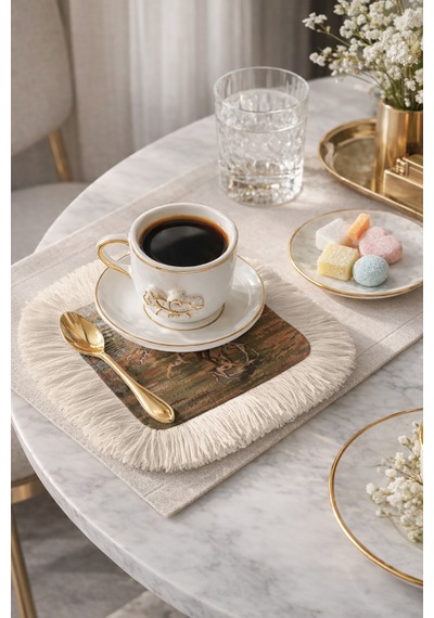 Avangard Avcı Temalı Saçaklı Sunum Peçetesi-klasik Sanat Esintili Pastel Krem Bardak Altlığı Mendil Grili Kehribar Avangard Avcı Temalı Saçaklı Sunum Peçetesi-klasik Sanat Esintili Pastel Krem Bardak Altlığı Mendil Grili Kehribar