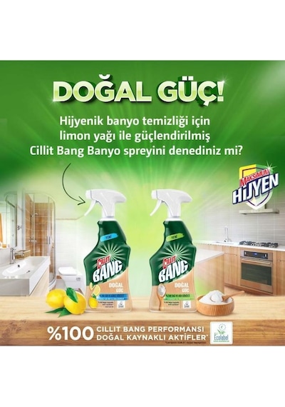 Cillit Bang %100 Doğal Güç Banyo Temizleyici Yağ Ve Kir Sökücü Karbonatlı Sprey 750 ML