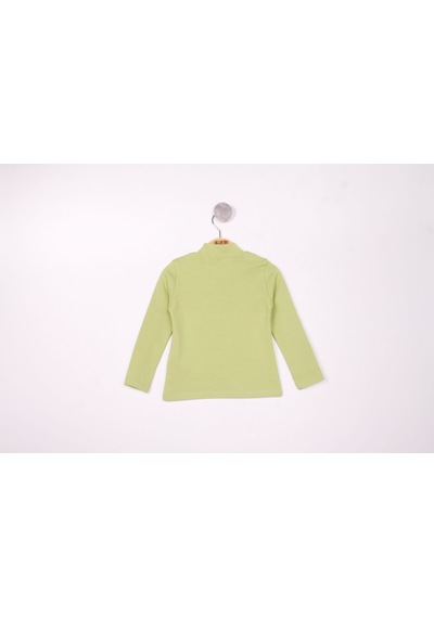 Toontoy Kız Çocuk Regular Fit Dik Yaka Nakış Baskılı Sweatshirt - Ribana Açık Yeşil