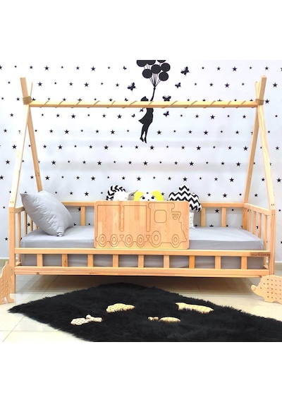 Markaawm Montessori Yatak Ahşap Karyola Çocuk Ve Bebek Beşiği Tren Akçaağaç